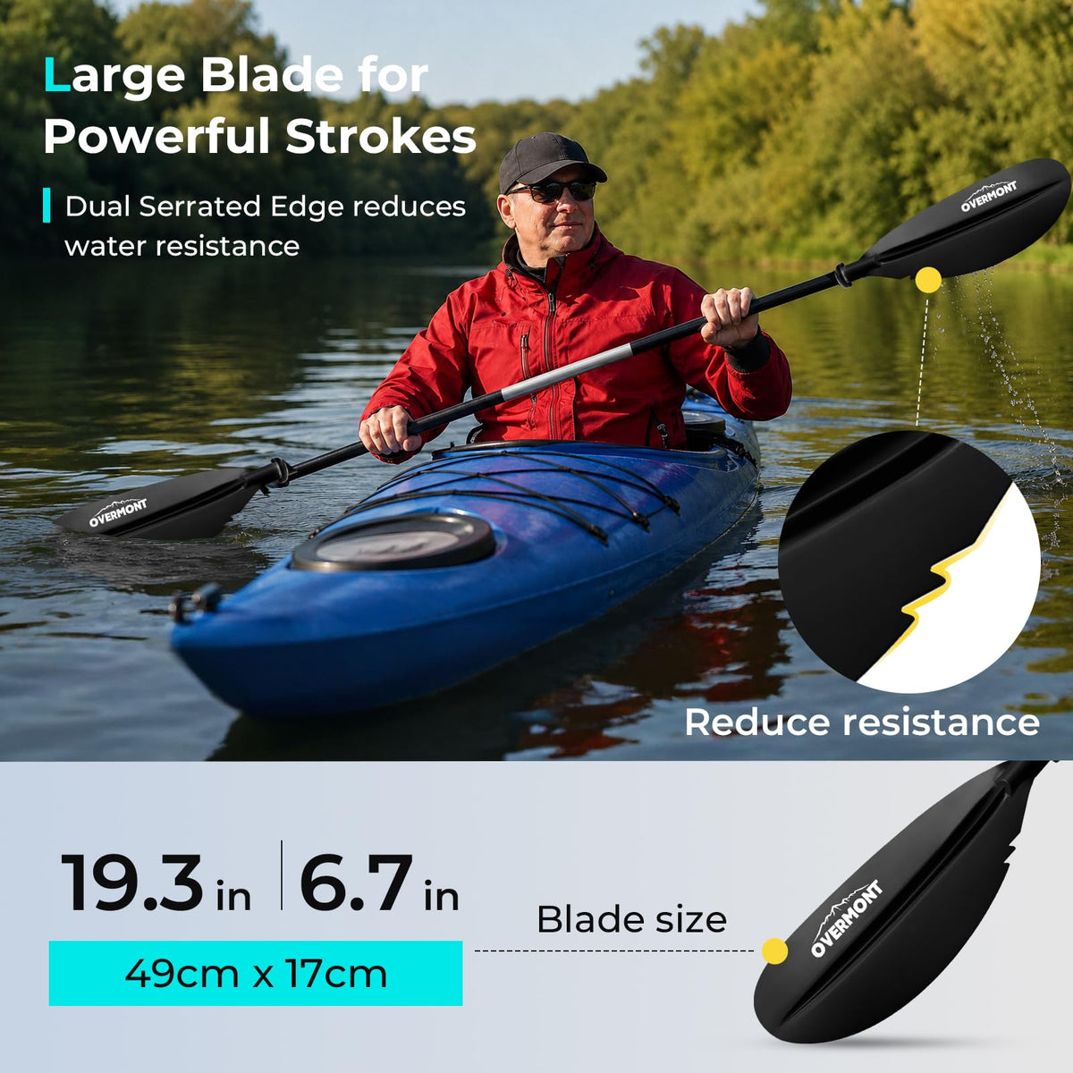 Heavy Duty Aluminum Alloy Kayak Paddles with Leash Y9064
