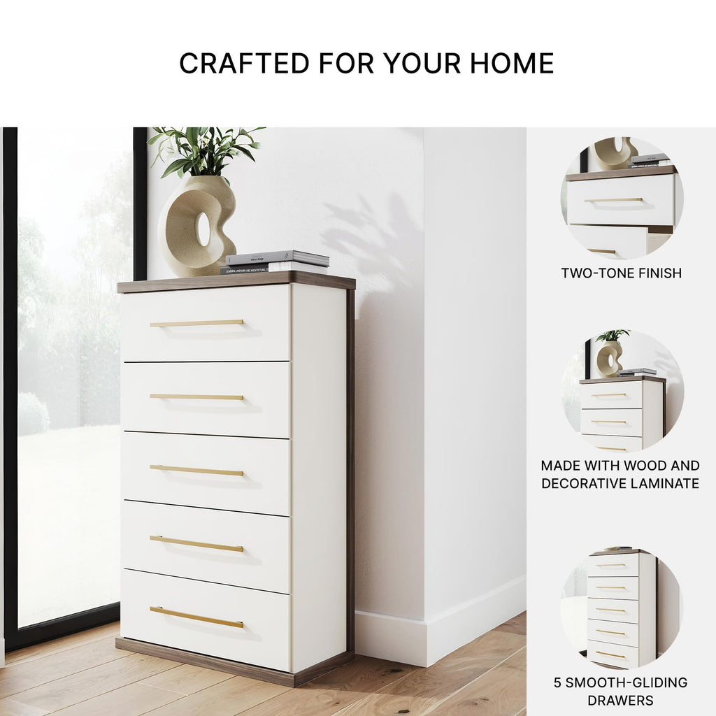 Contemporary 5-Drawer Chest with Walnut Finish F634
