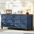 Blue Wood Nightstand Set of 2 with Charging Station W933
