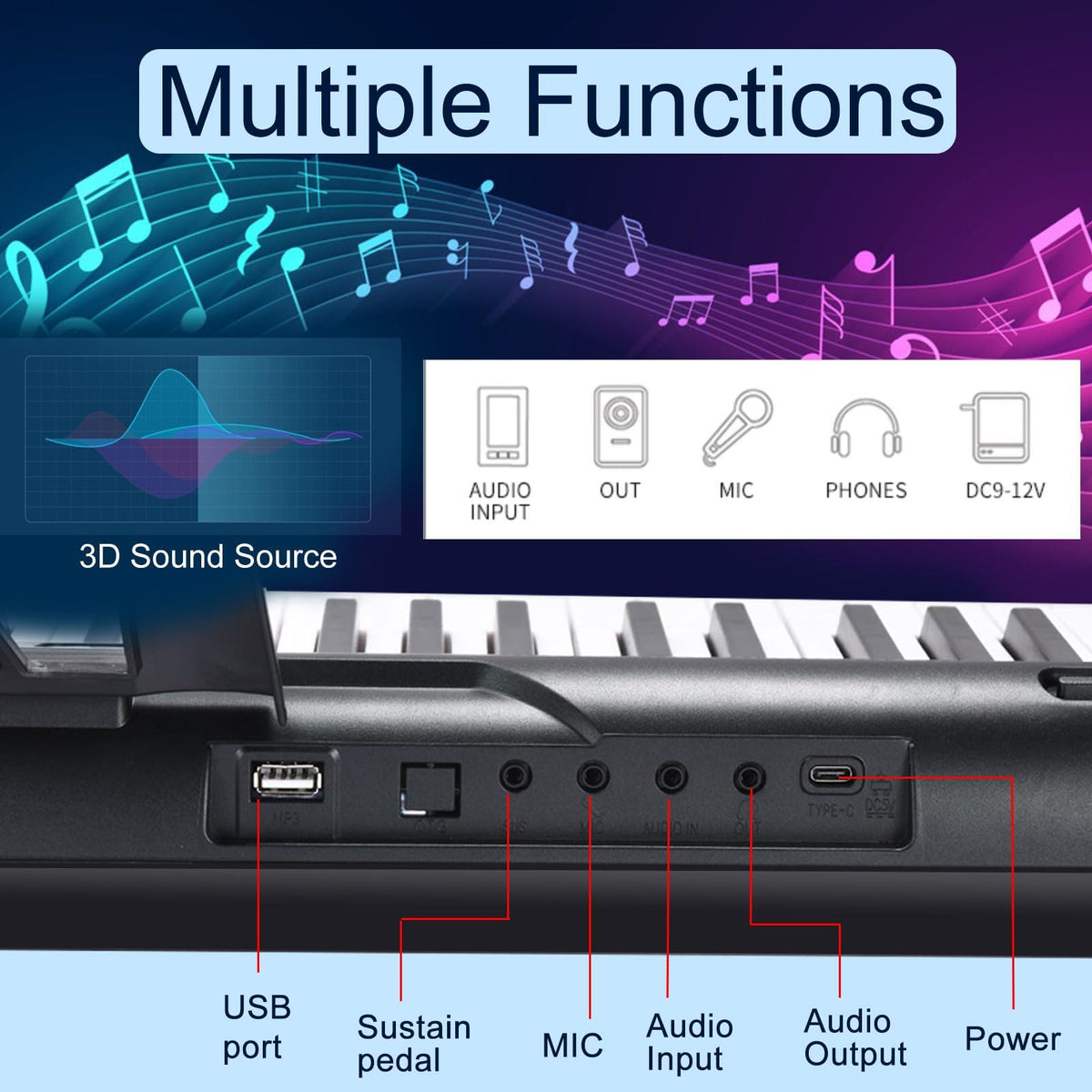 88 Key Semi Weighted Digital Piano with Stand U340198