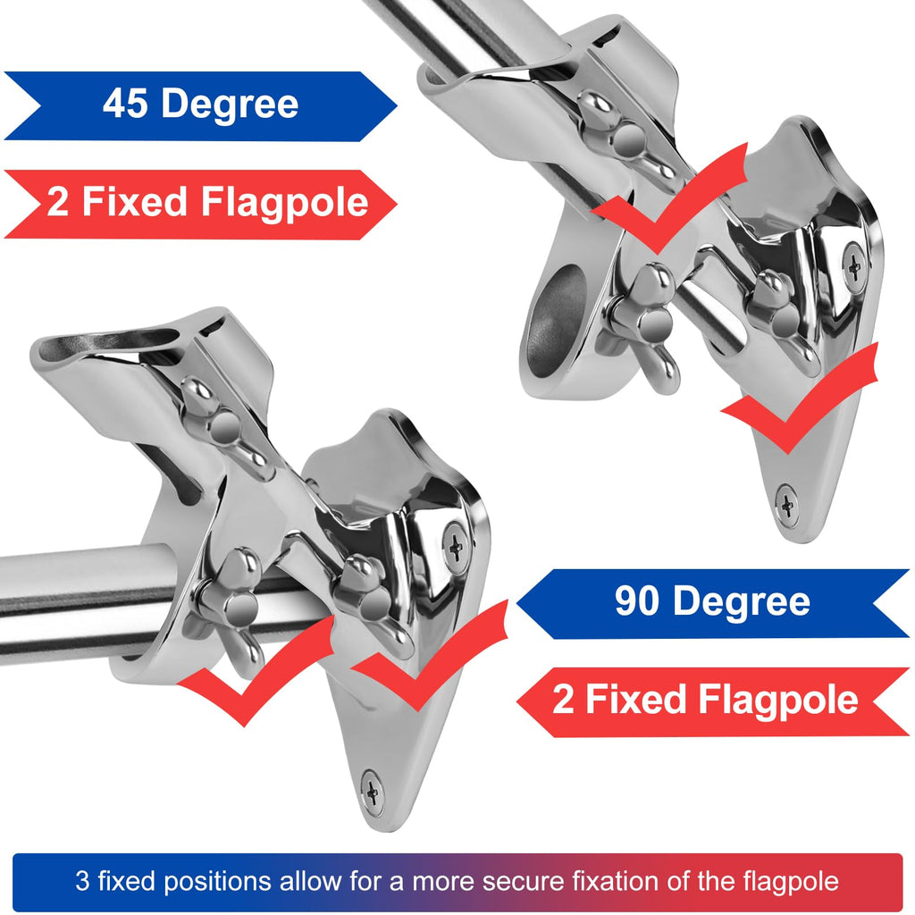 316 Stainless Steel Flag Pole Holder, 2 Position 1 in X86113