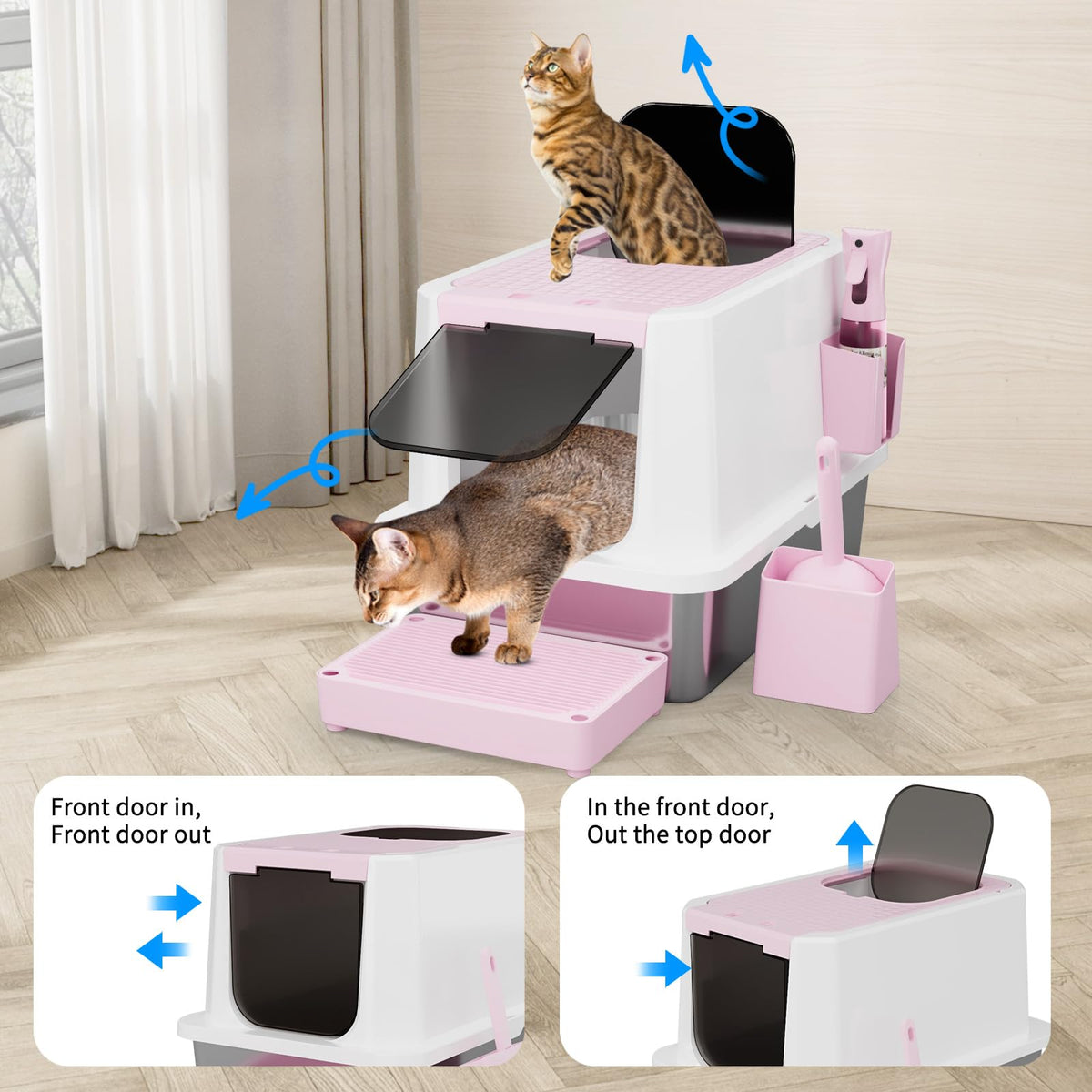 Stainless Enclosed High-Sided Covered Litter Box U958732
