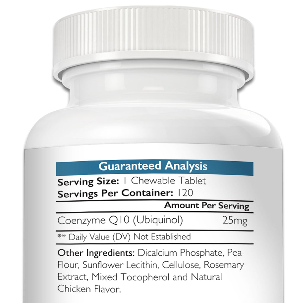Coenzyme Q10 for Dogs Grain-Free Supplement, 120 Chewable Tablets D642