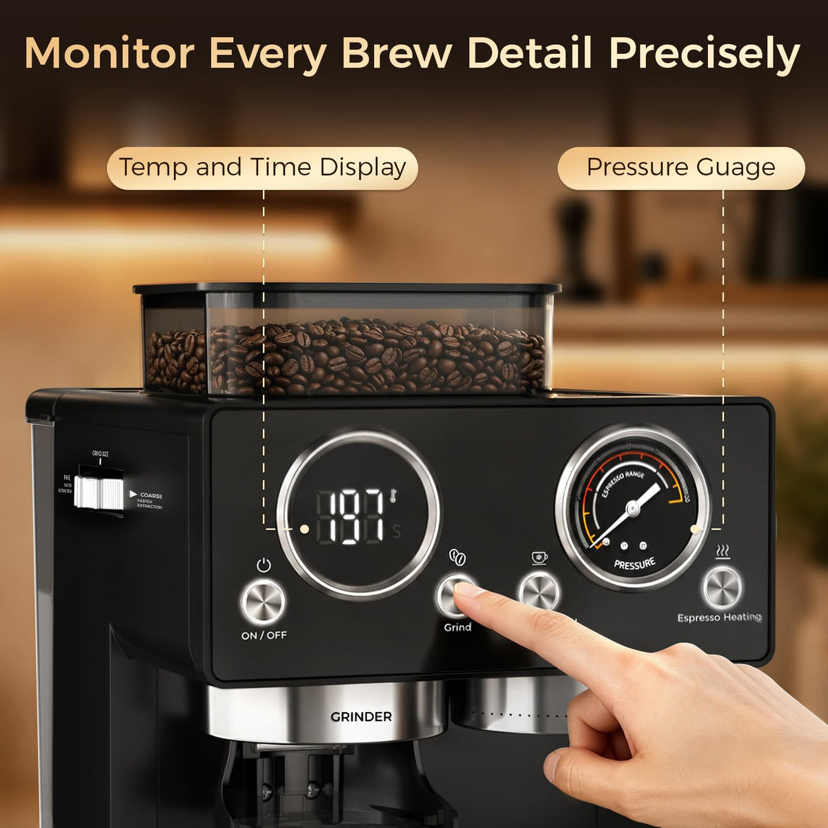 20Bar Espresso Machine with Conical Burr Grinder M1968