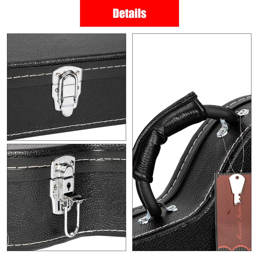 Wooden Hard-Shell Electric Guitar Case with Lock Latch Padding E6917