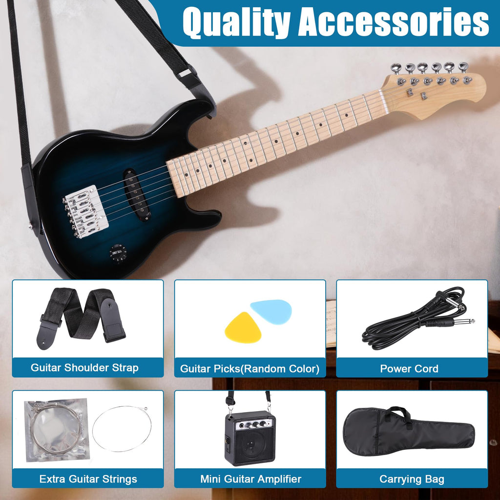 30" Blue Electric Guitar Beginner Kit with Amp and Bag H8946