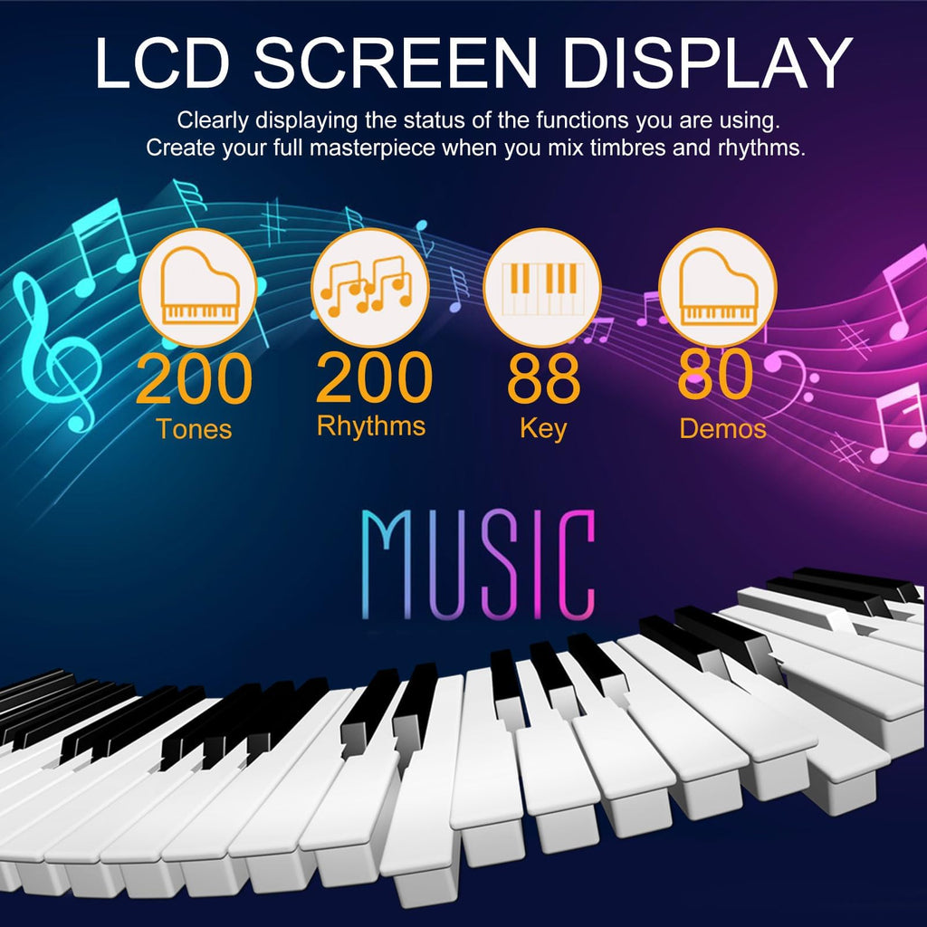 88 Key Semi Weighted Digital Piano with Stand U340198