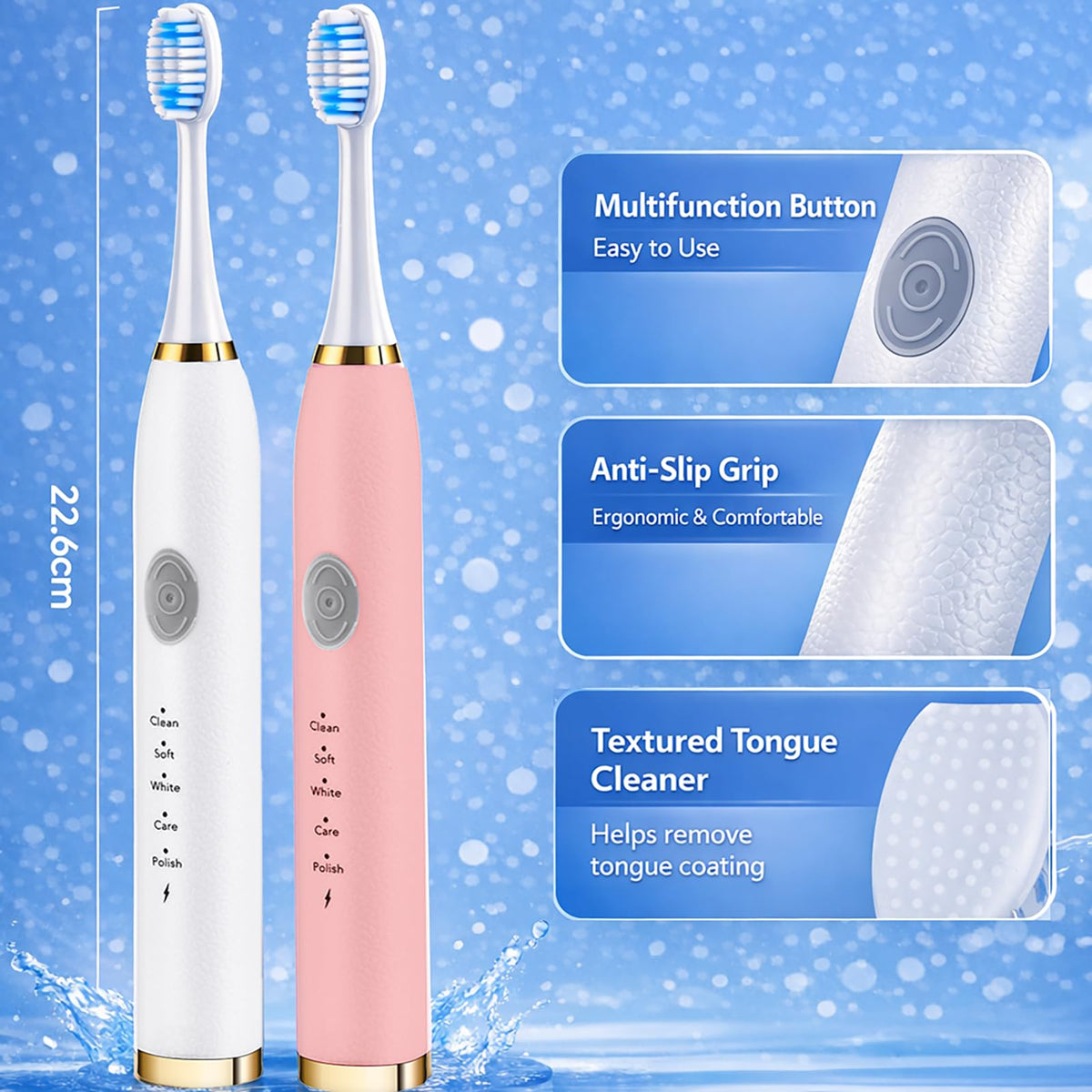 2 Pack Electric Toothbrush with 10 Replacement Brush Head O857577