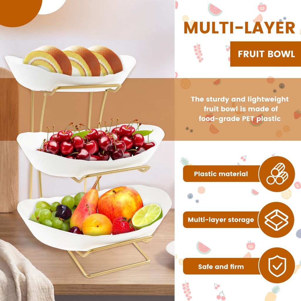 3 Tier Fruit Basket with Gold Metal Stand H267158