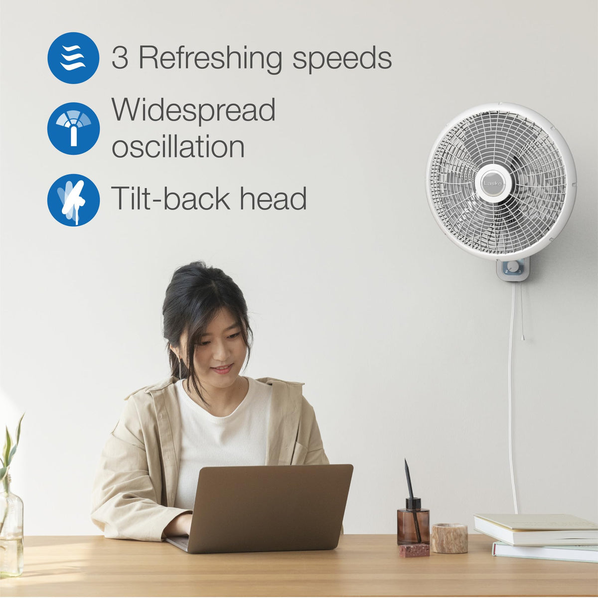 16" 3-Speed Oscillating Wall Mount Fan J74899