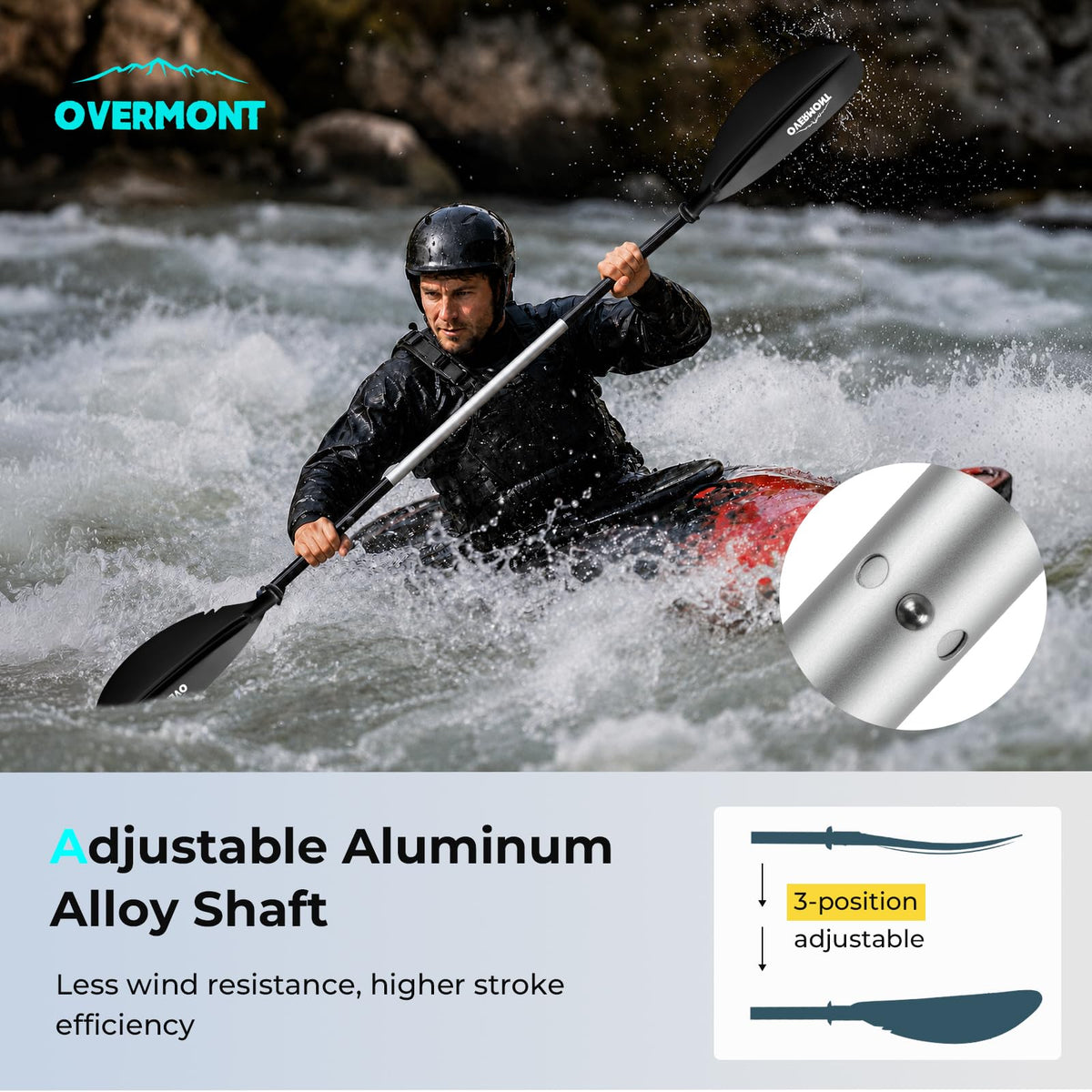Heavy Duty Aluminum Alloy Kayak Paddles with Leash Y9064