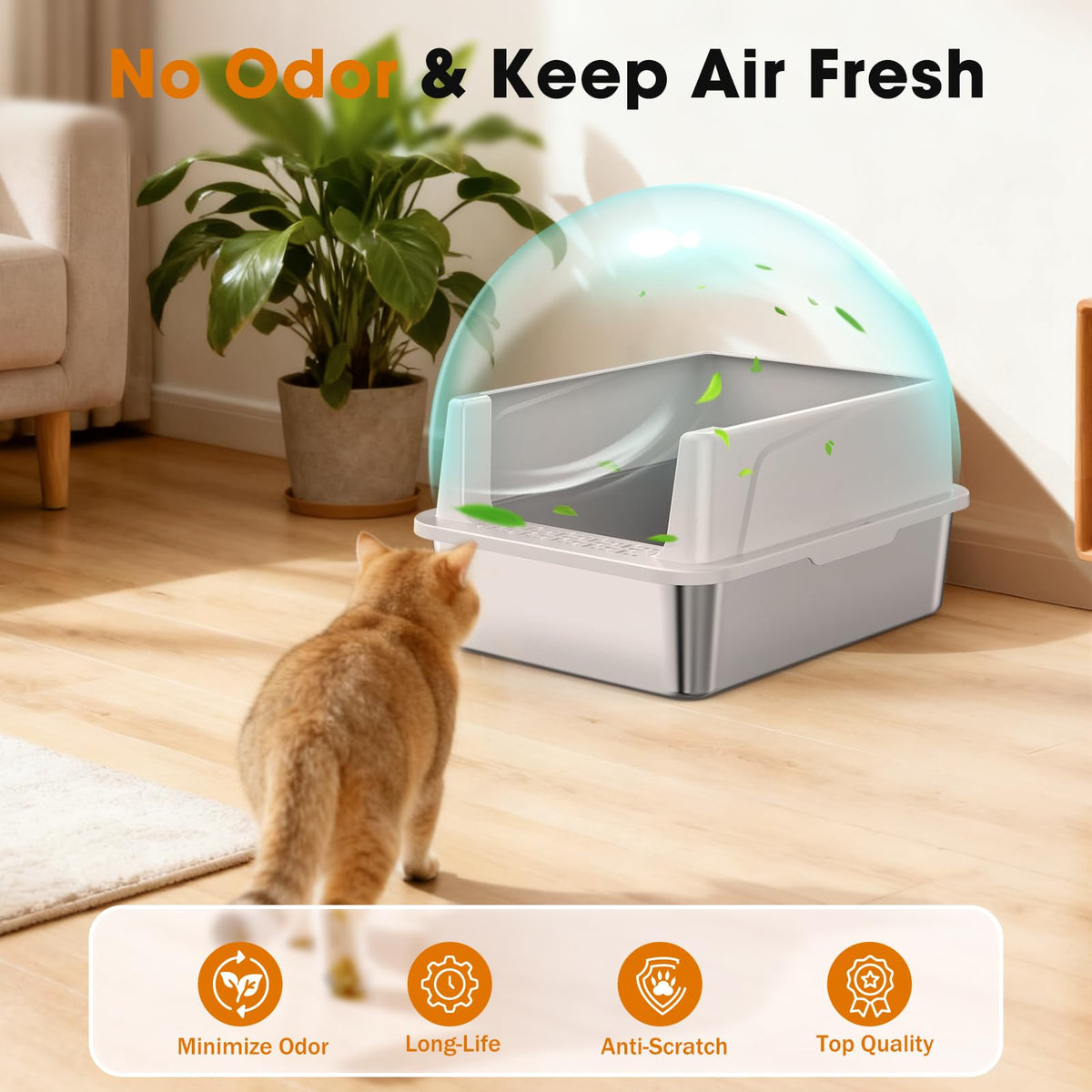 Stainless Steel Litter Box with Lid T948