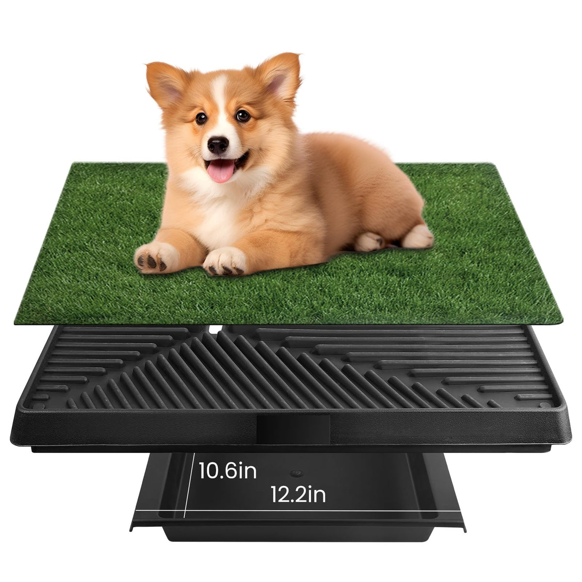 25 x 20 Inches Artificial Turf Dog Potty Grass Pad with Tray Q394682