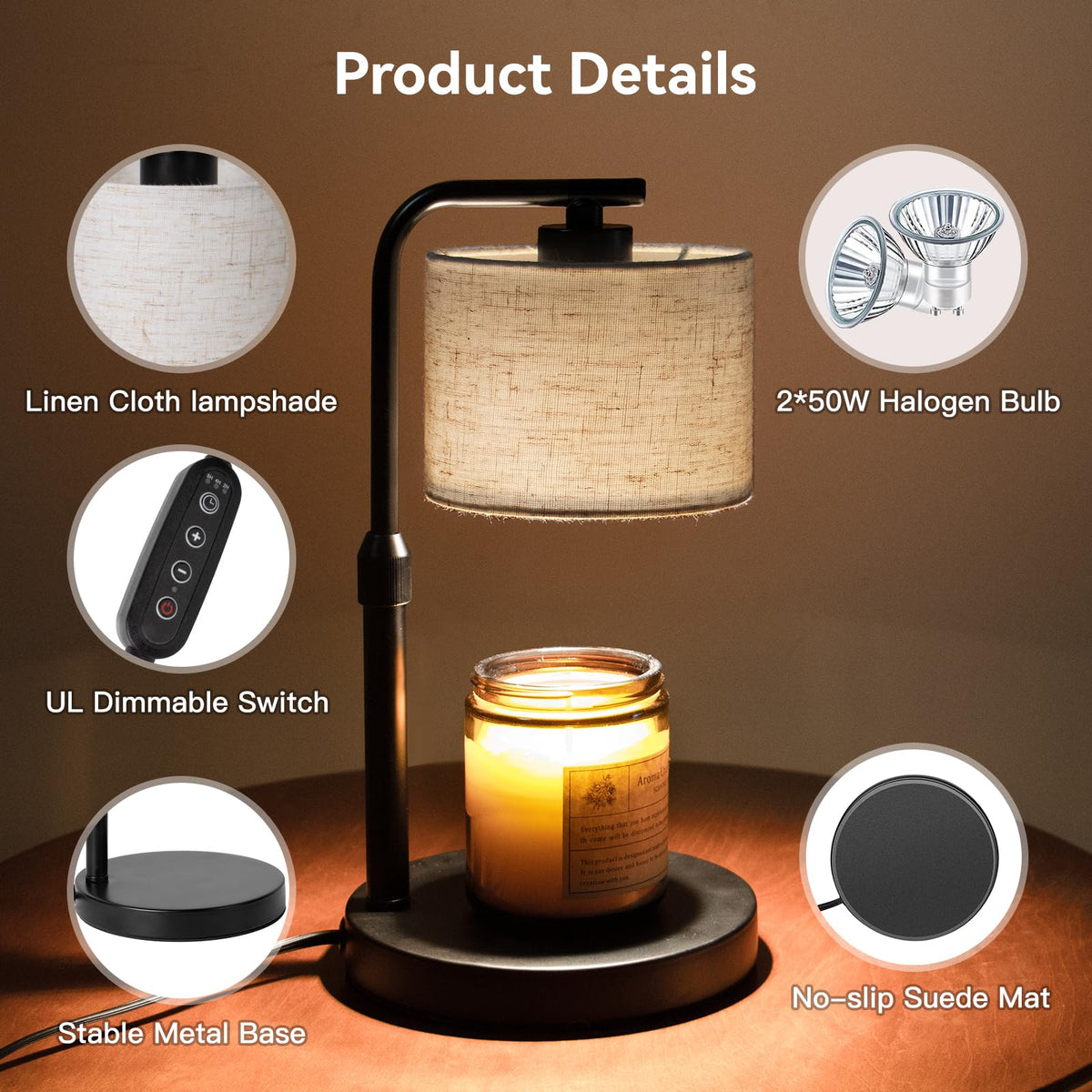 Dimmable Candle Warmer Lamp with Timer F78535