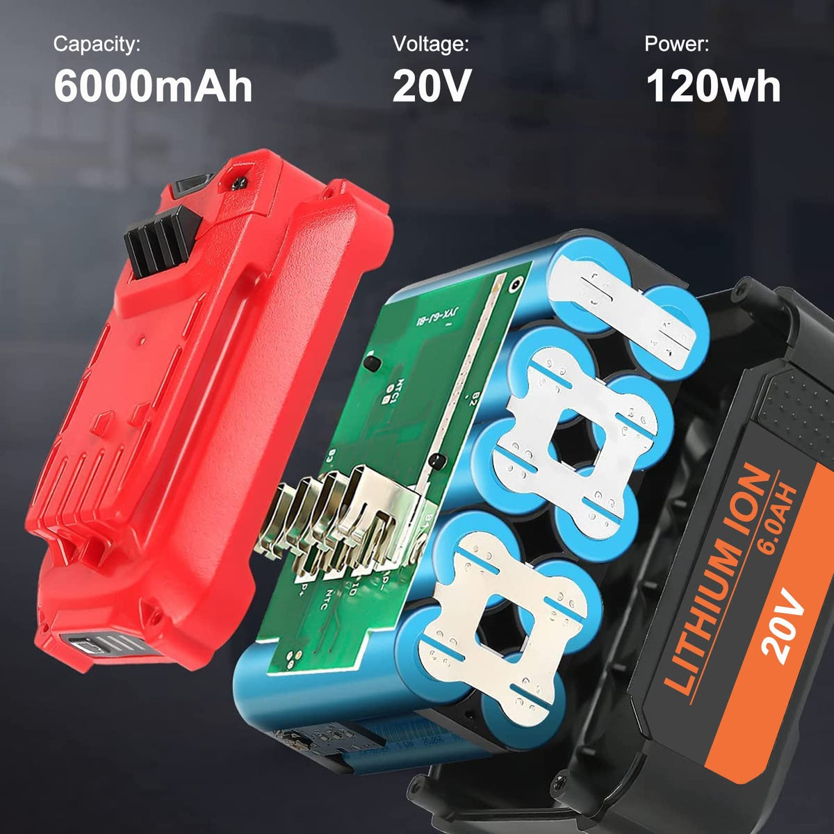 20V 6000mAh Replacement Battery 2 Packs B6740