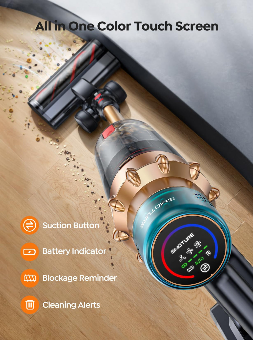 Cordless Vacuum Cleaner, 55KPA 650W 70Mins Stick Vacuum B660389