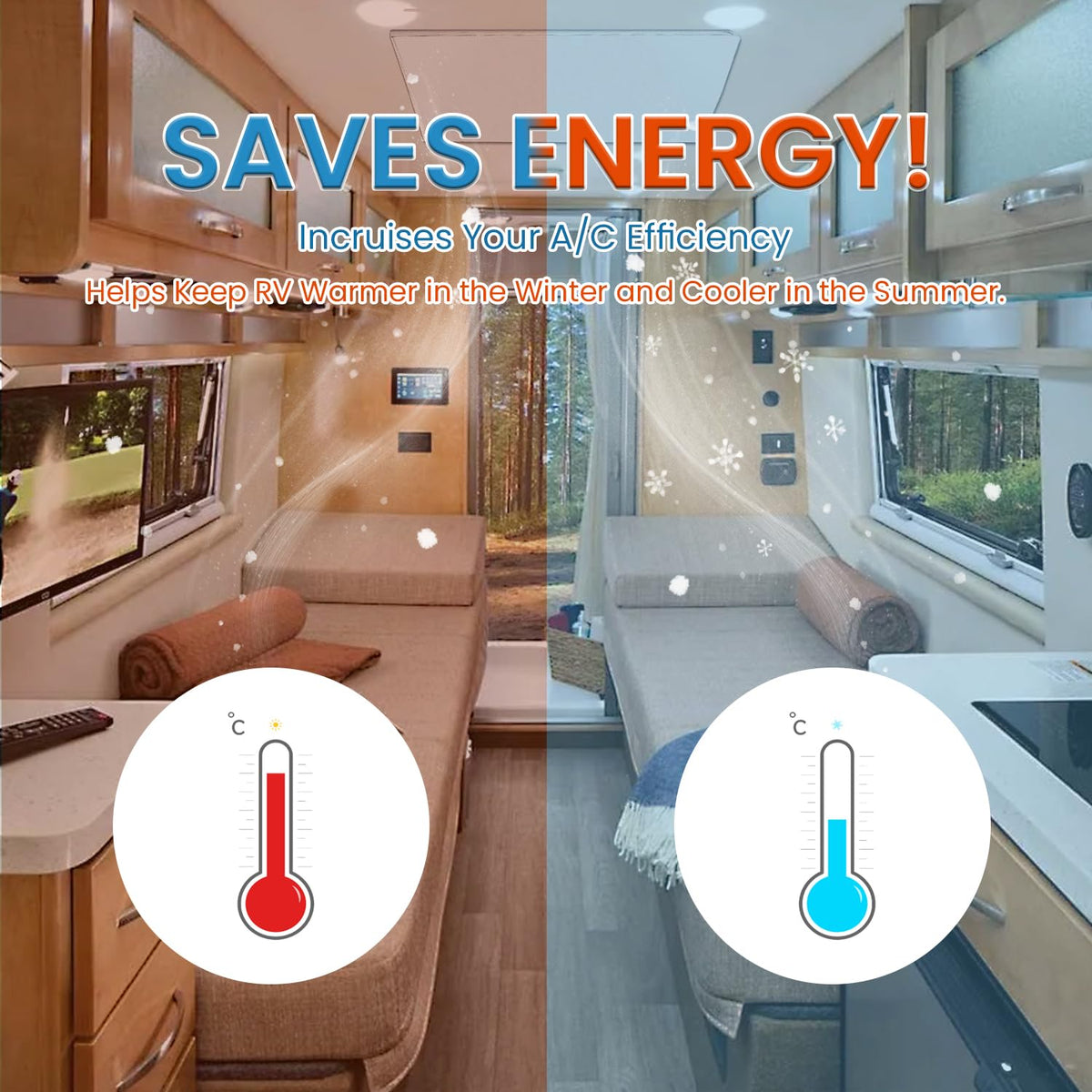 Waterproof Non Slip 14x14 In RV Vent Insulator and Camper Skylight Cover C95459