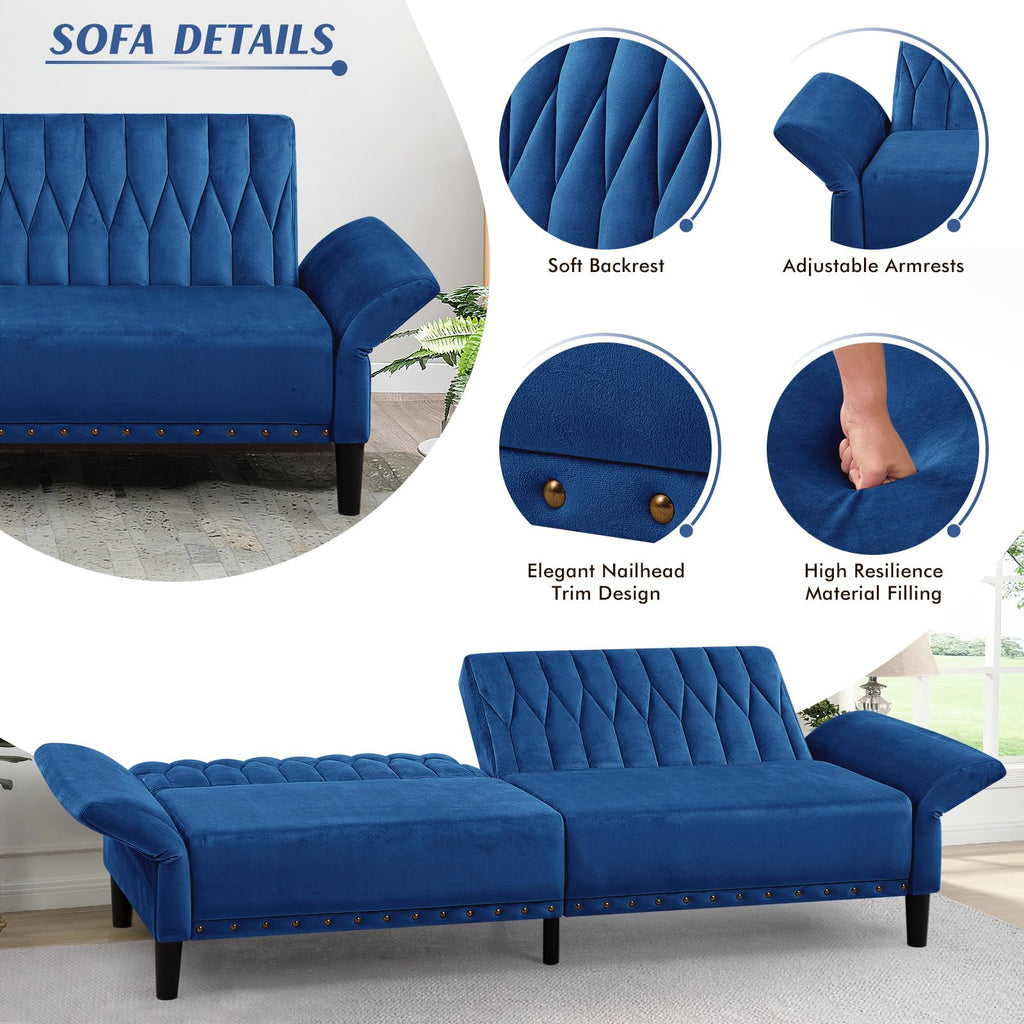 Blue Velvet Sofa Bed M3800