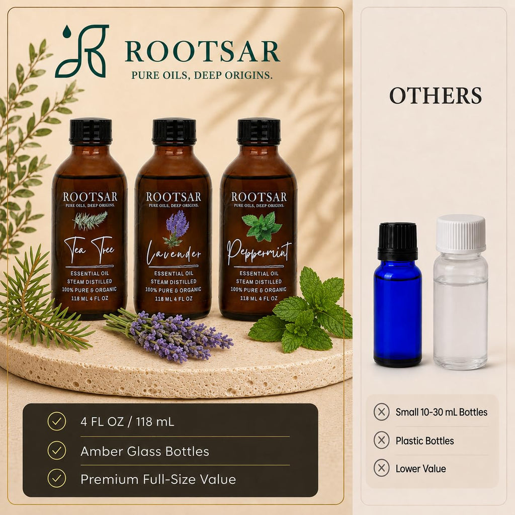 3 Pack Lavender Peppermint Tea Tree Essential Oils 4 Fl Oz W903