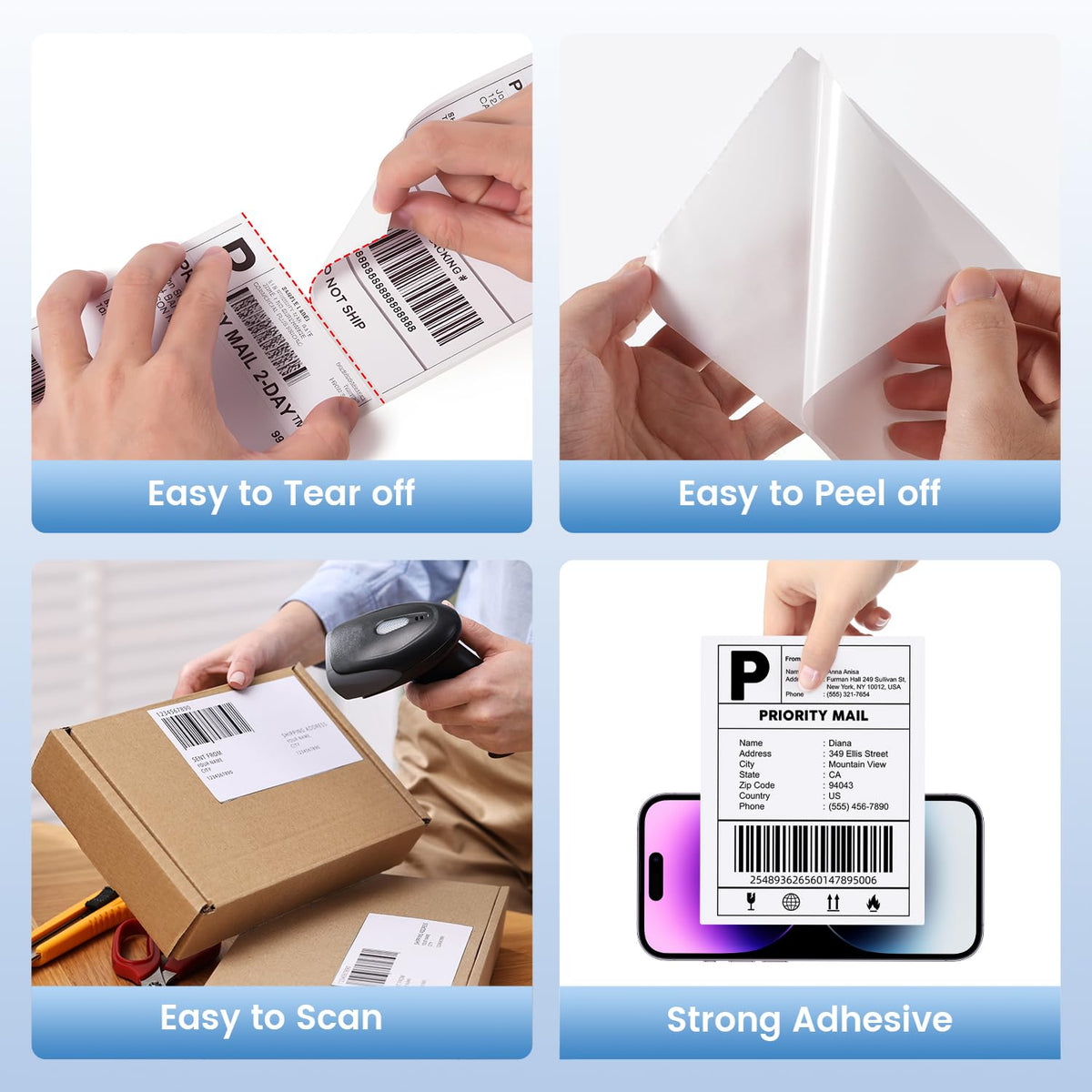 4x3 Thermal Labels 500PCS Water/Oilproof L8504