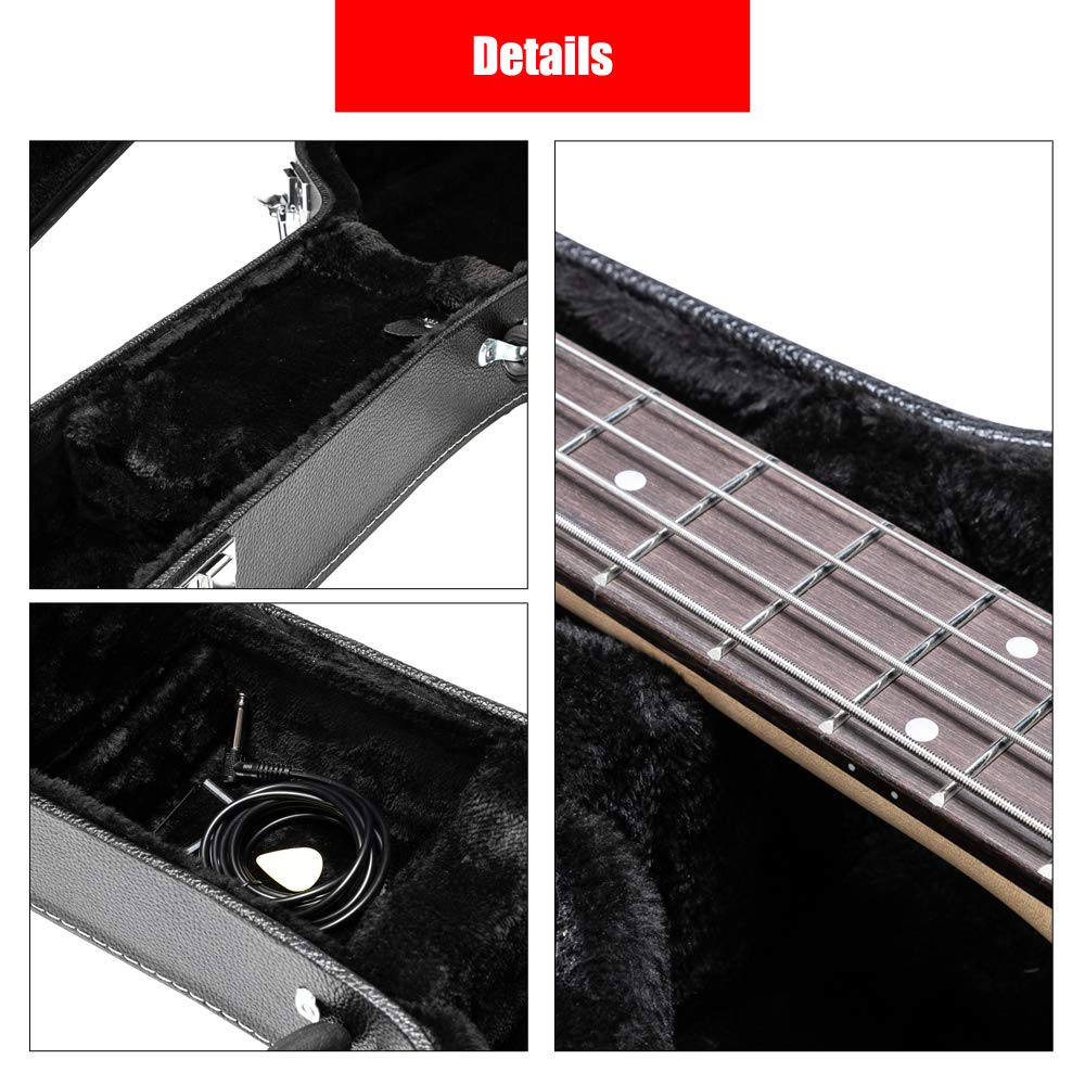 Wooden Hard-Shell Electric Guitar Case with Lock Latch Padding E6917