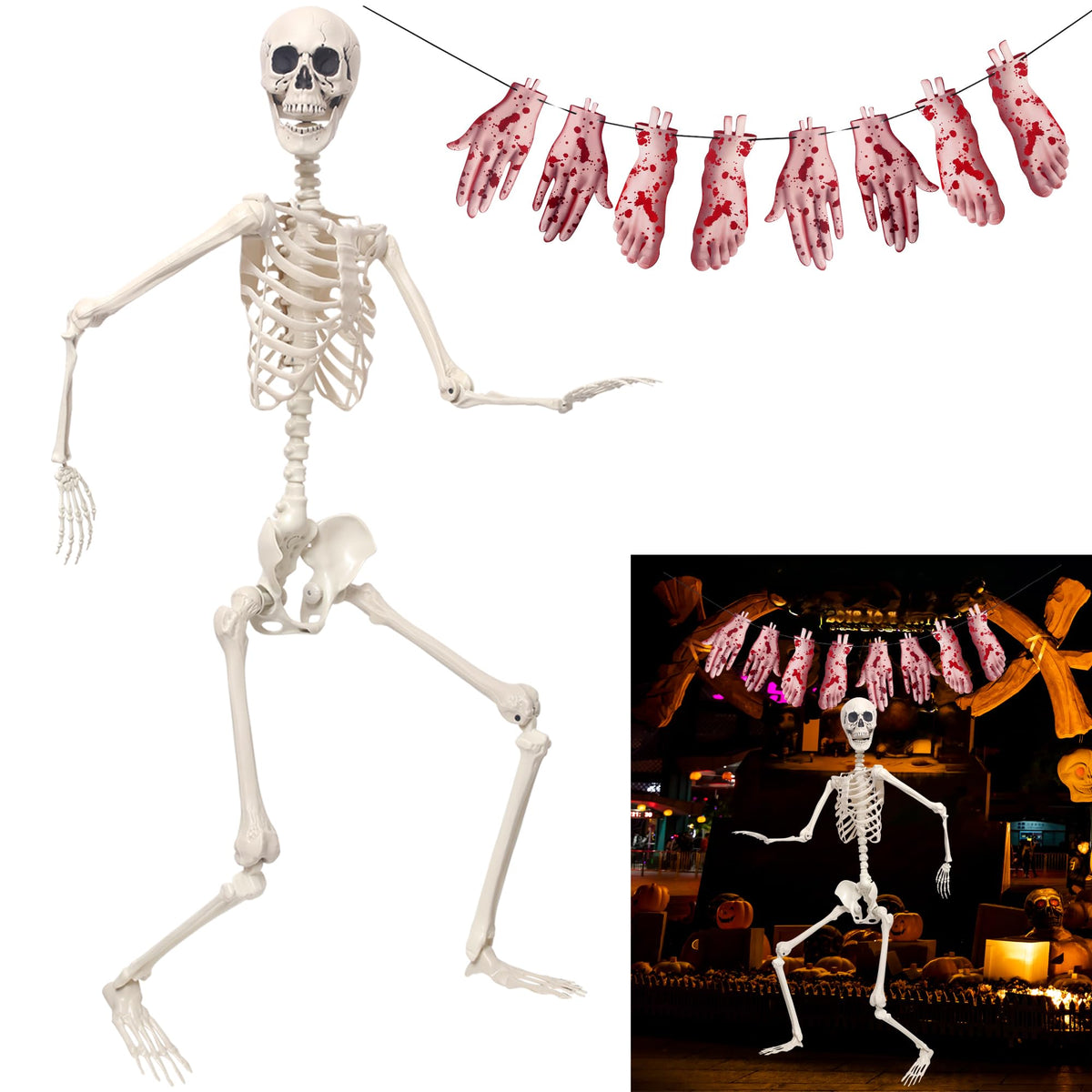 5.4Ft Poseable Skeleton Plastic Human Bones O559