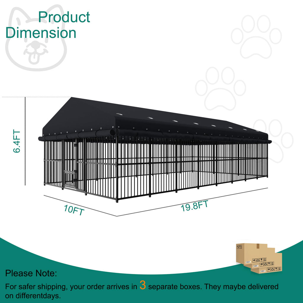 10x20x6.5 FT Outdoor Dog Kennel with Roof W422