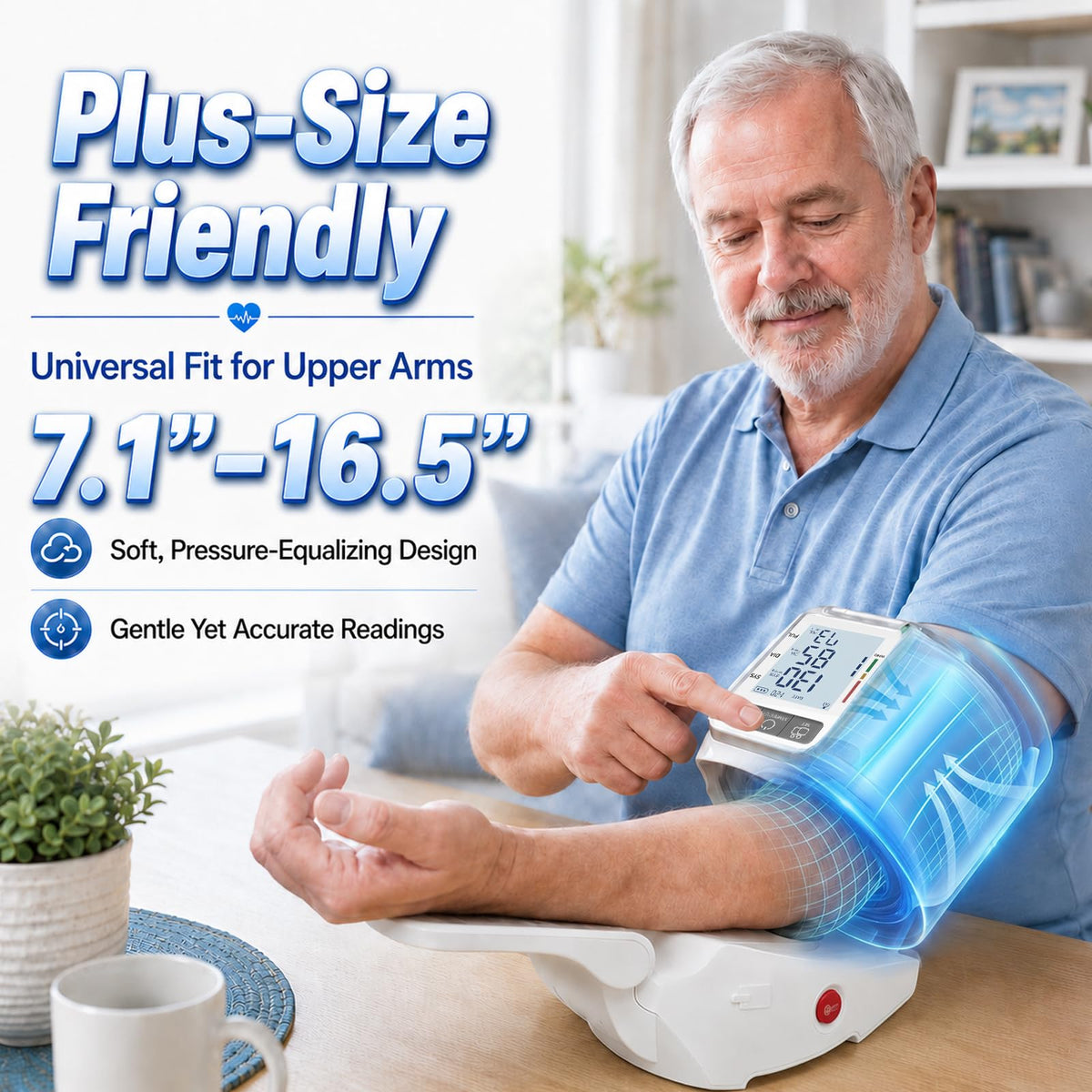 Upper Arm Blood Pressure Monitor with 7.1"-16.5" Cuff T465