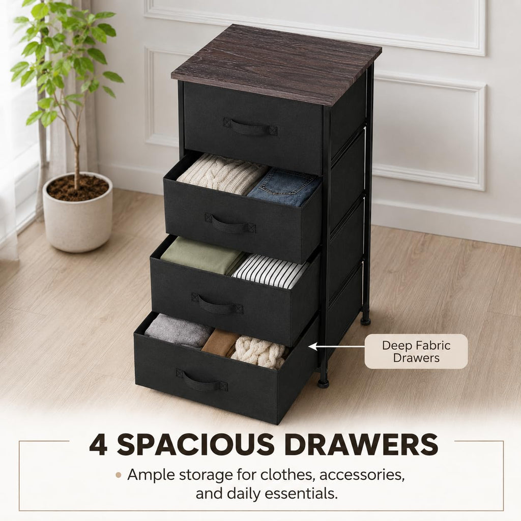 4 Drawer Fabric Storage Tower with Steel Frame W107615