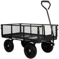 10" Steel Garden Cart with Rotating Handle and Removable Sides, 4 Cu.Ft, Black J9785