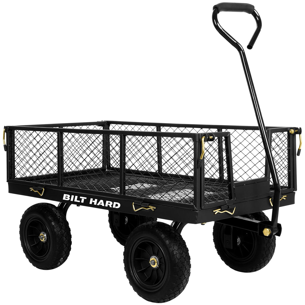 10" Steel Garden Cart with Rotating Handle and Removable Sides, 4 Cu.Ft, Black J9785