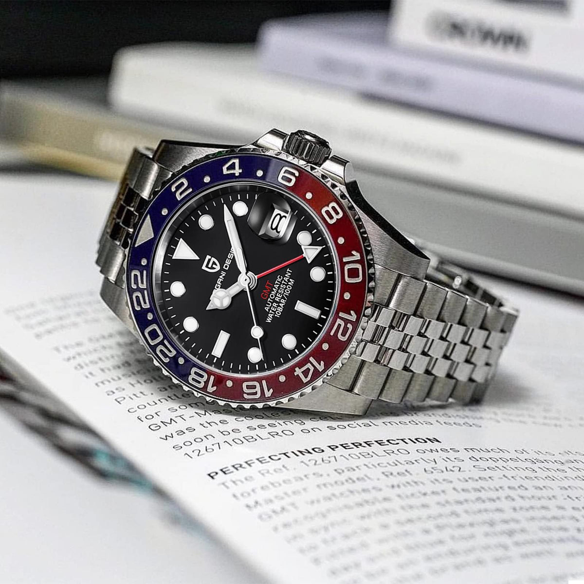 Automatic 40MM Date 100M Waterproof Stainless Steel Sapphire Glass Men Watch B50638