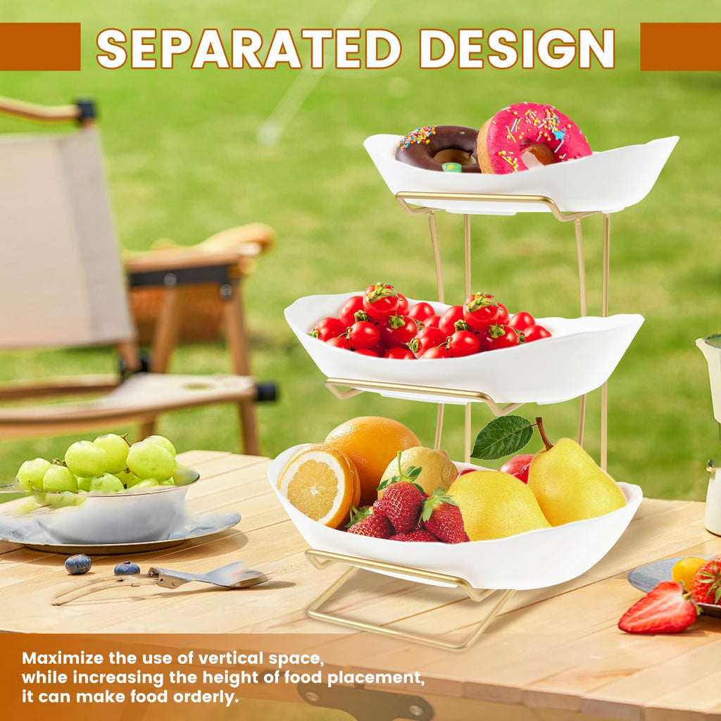 3 Tier Fruit Basket with Gold Metal Stand H267158