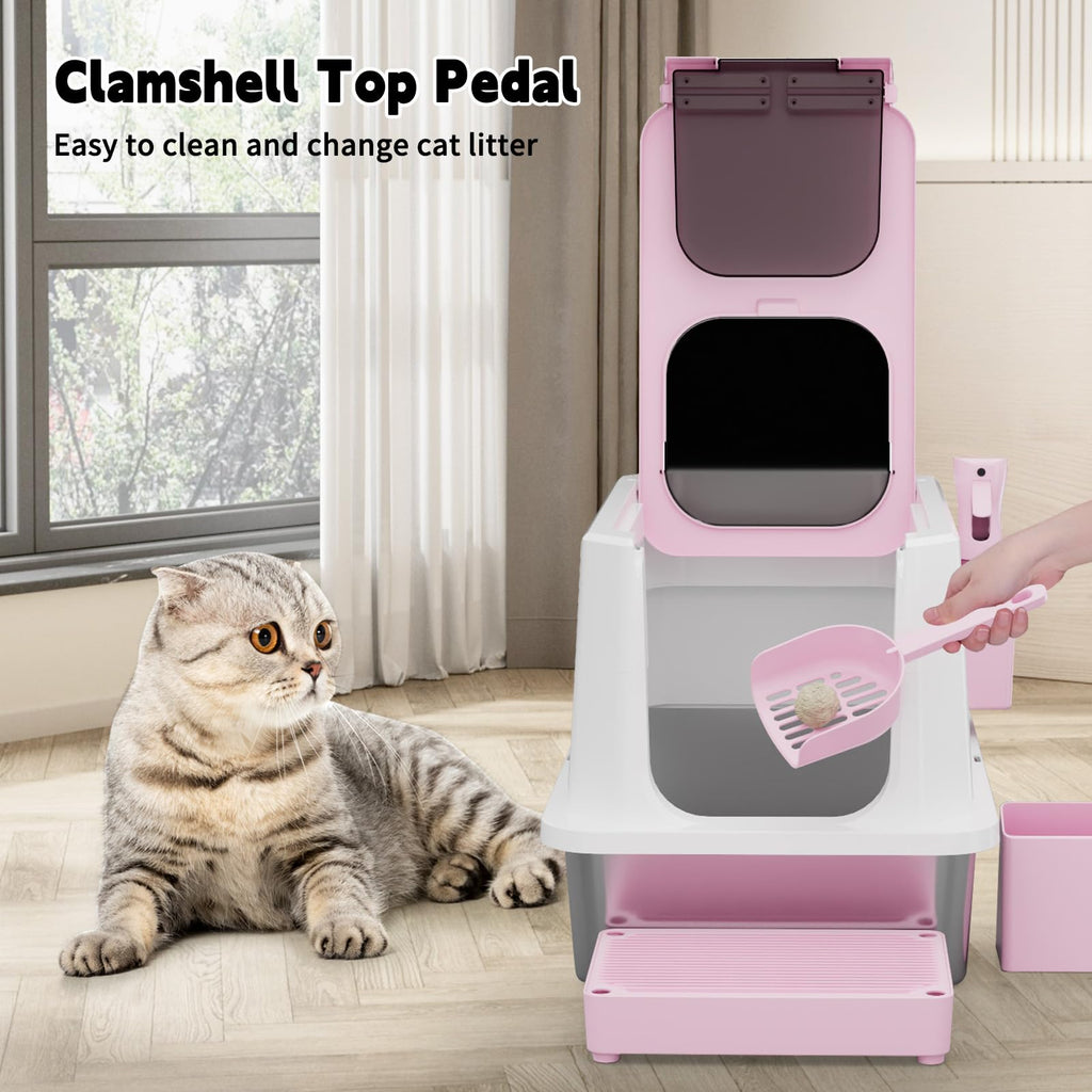 Stainless Enclosed High-Sided Covered Litter Box U958732