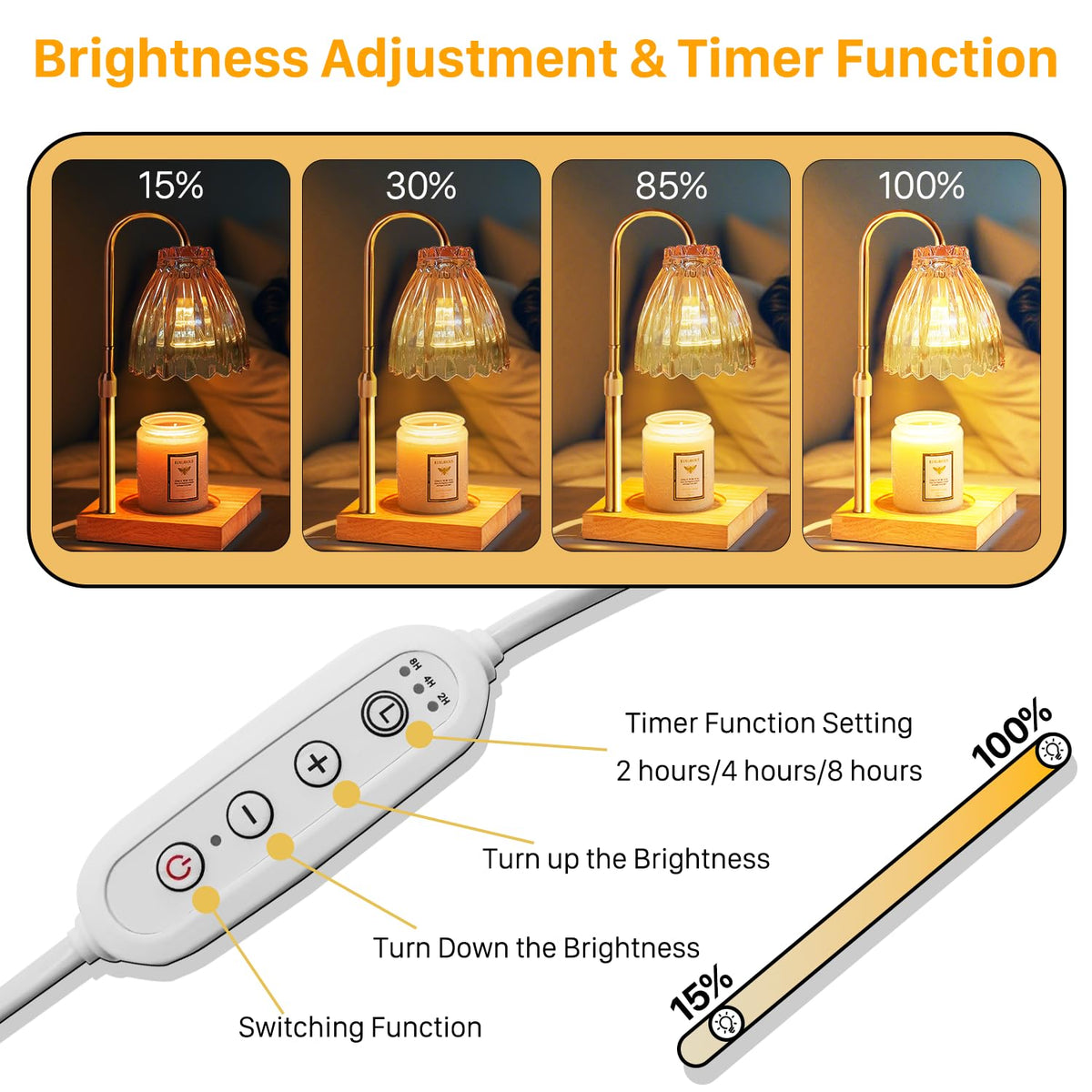 Dual Bulbs Dimmable Adjustable Height Candle Warmer A503