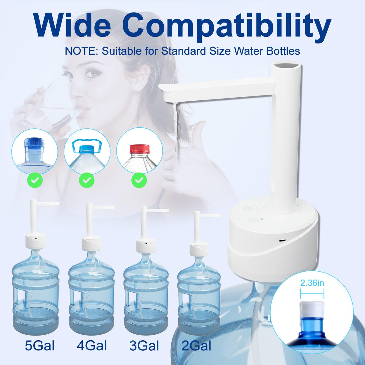 5 Gallon USB Type-C Electric Water Bottle Dispenser J2205