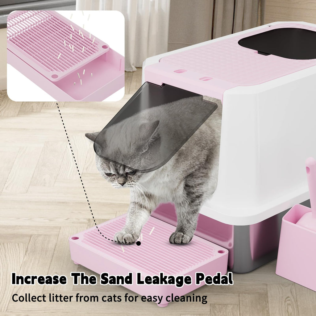 Stainless Enclosed High-Sided Covered Litter Box U958732