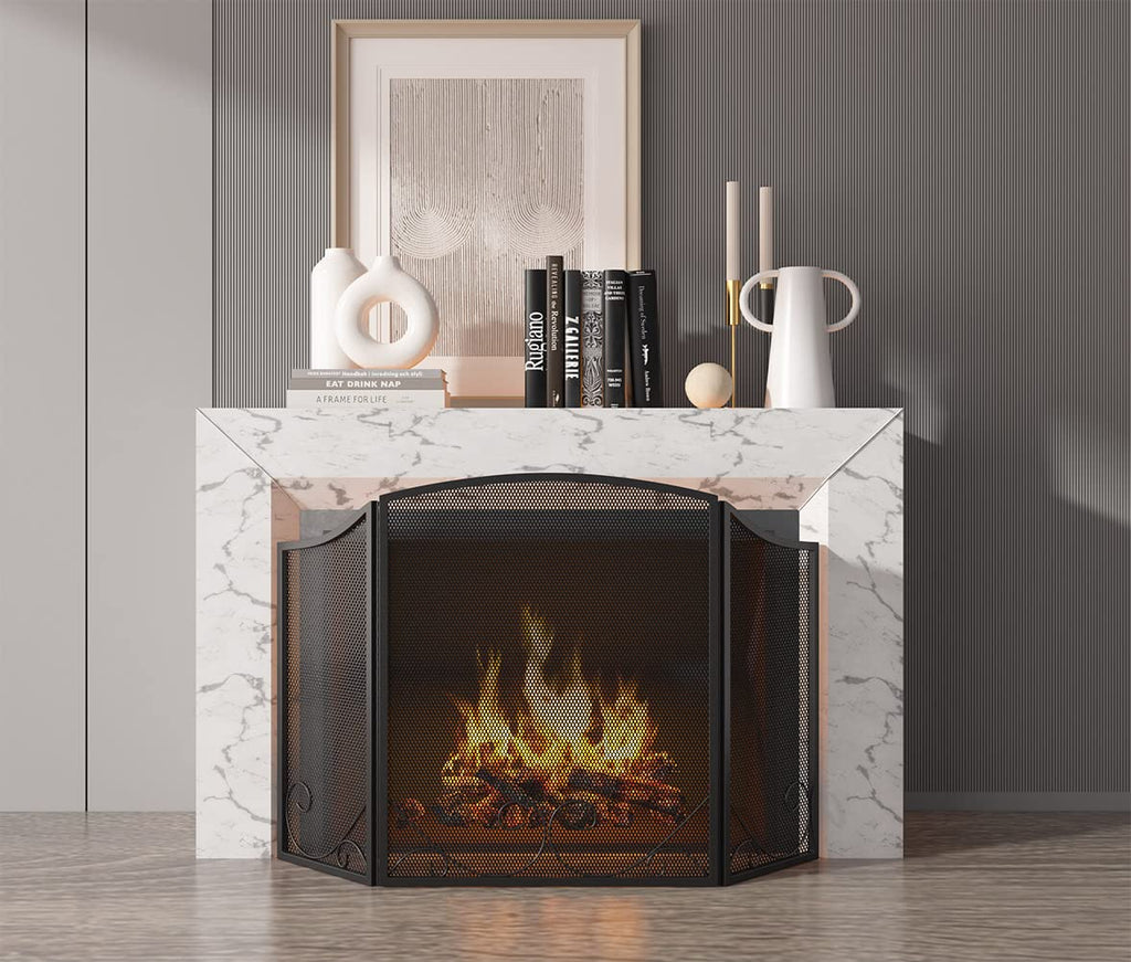 Black Wrought Iron Fireplace Screen B19570