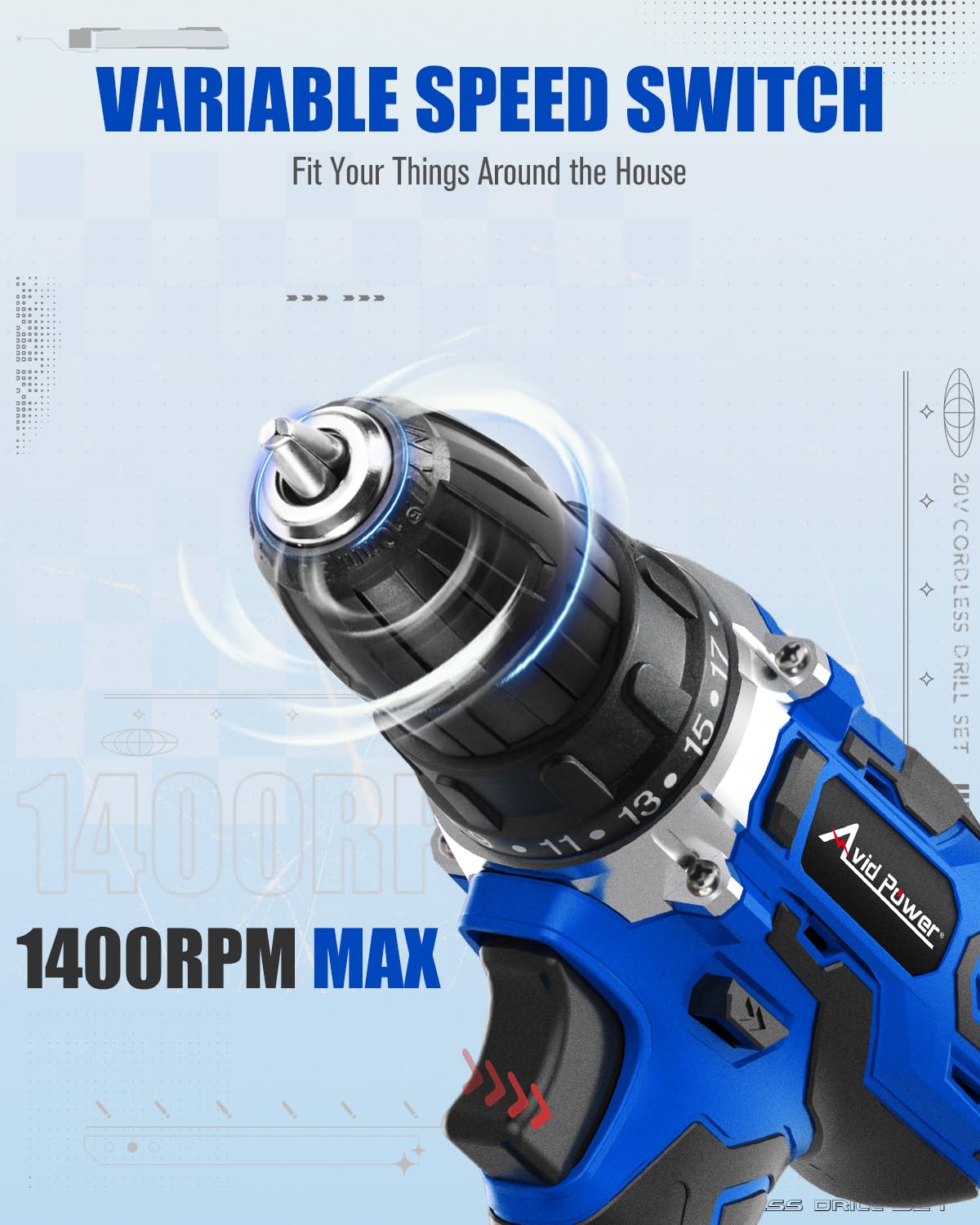 20V Cordless Drill Set with Battery and Charger B850