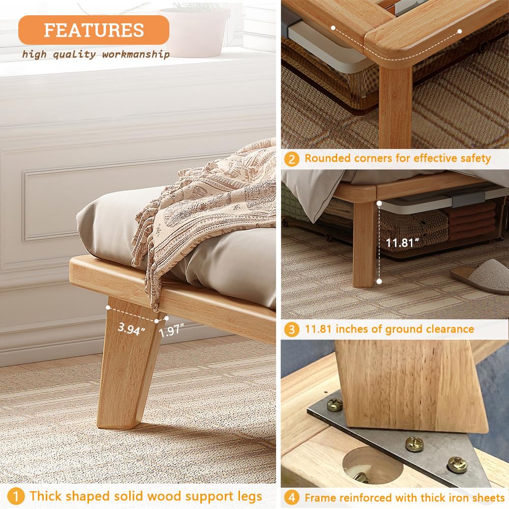 California-King Wood Platform Bed Frame A7148