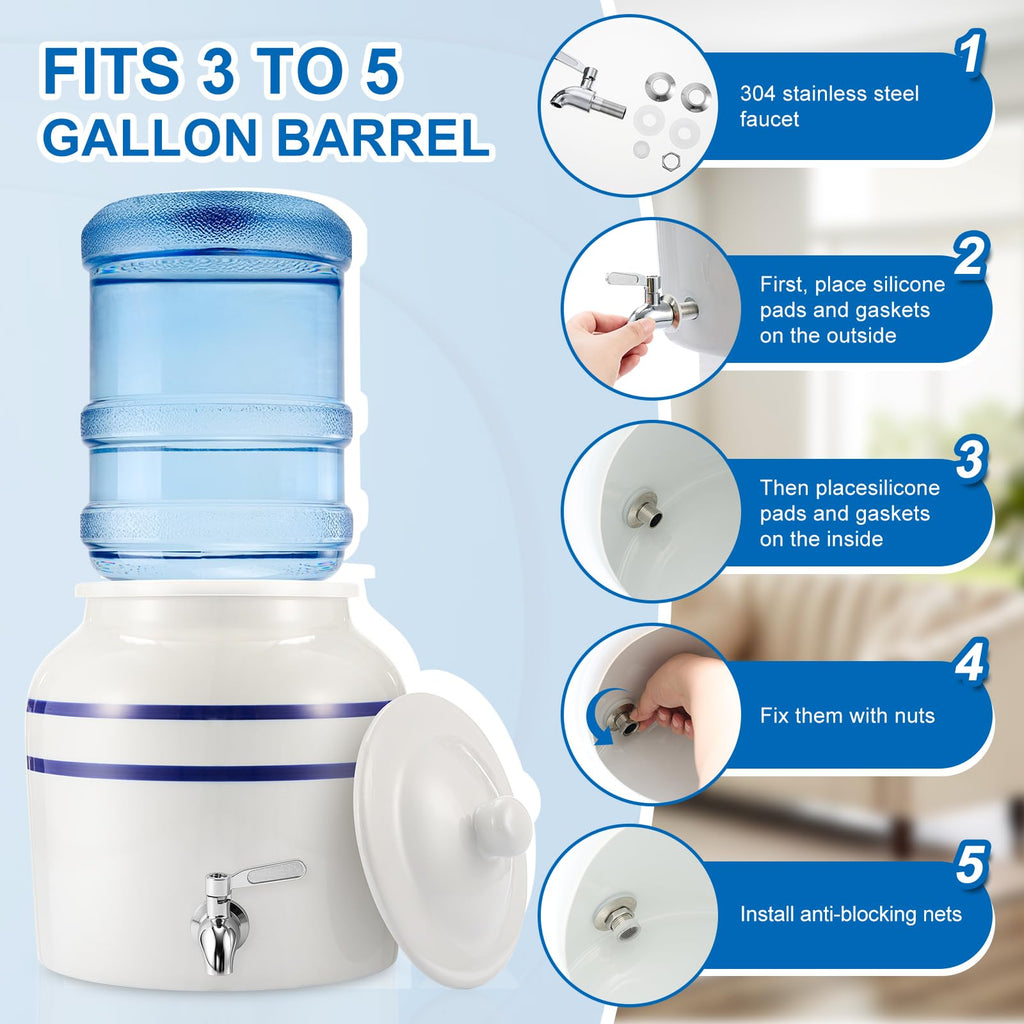 Ceramic Water Dispenser with 304 Stainless Steel Faucet and Lid E599