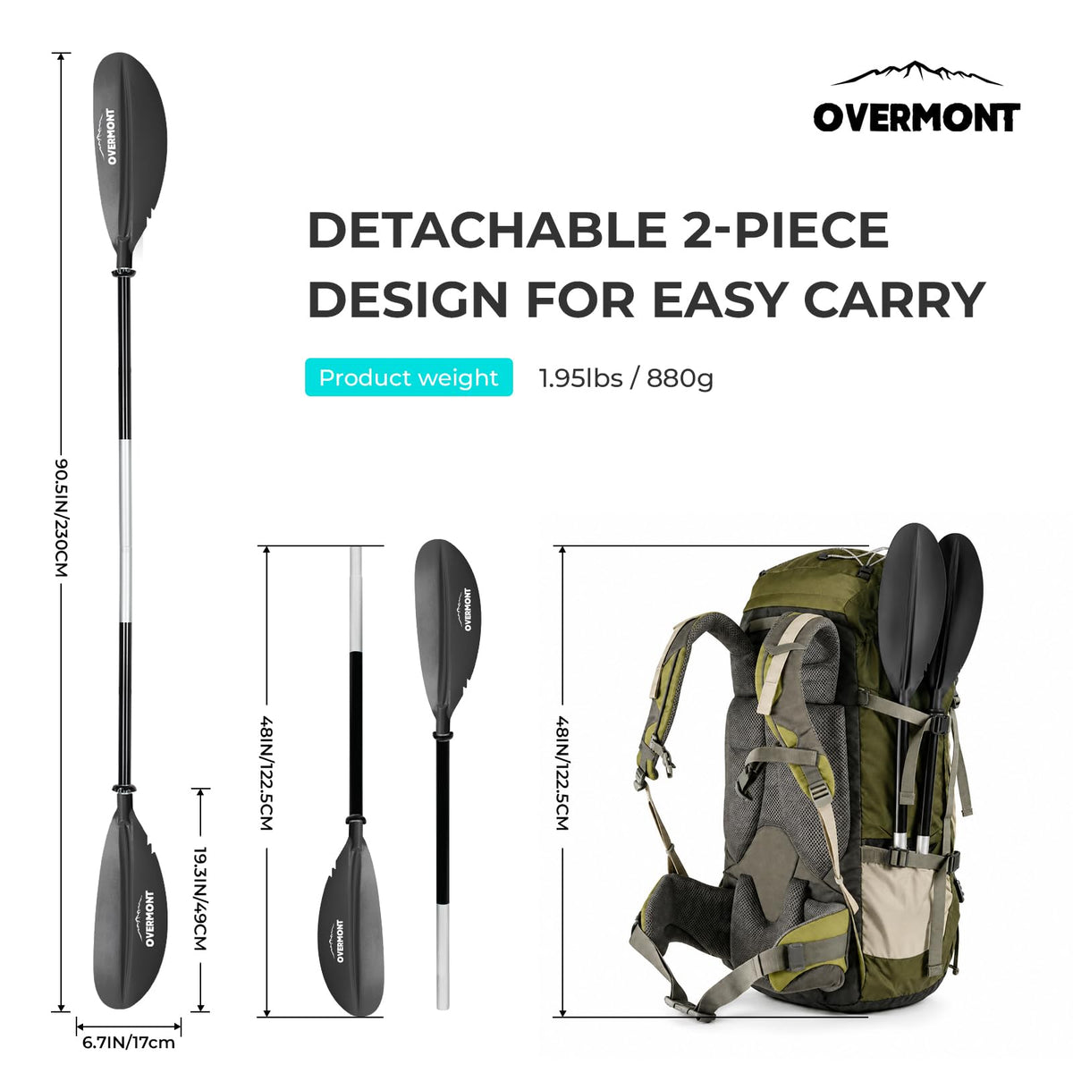 Heavy Duty Aluminum Alloy Kayak Paddles with Leash Y9064