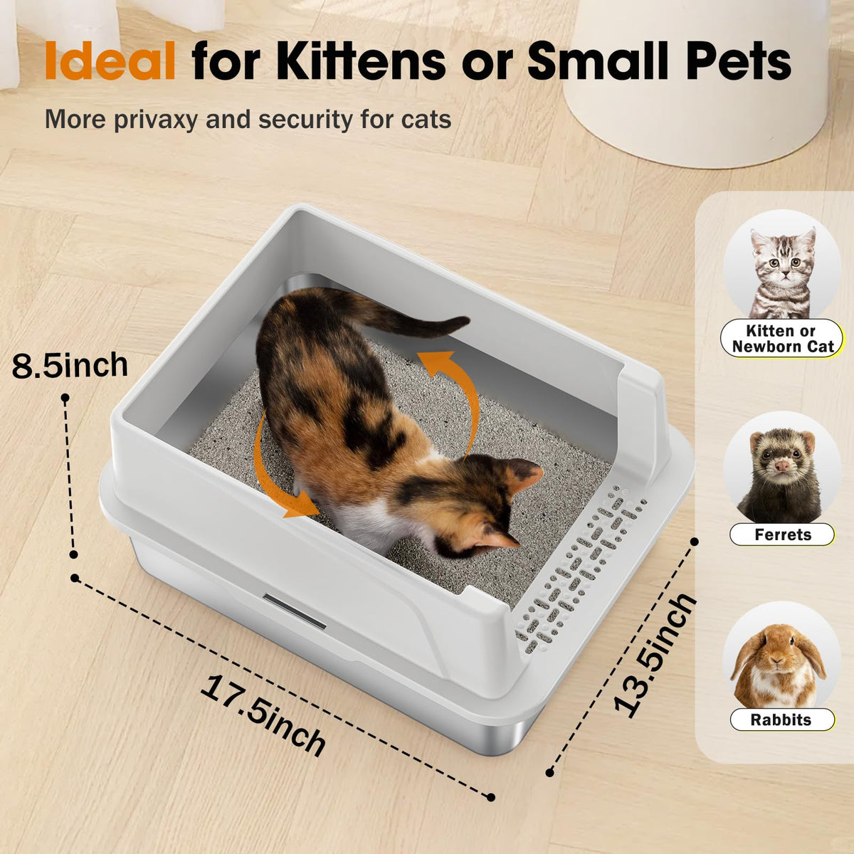 Stainless Steel Litter Box with Lid T948