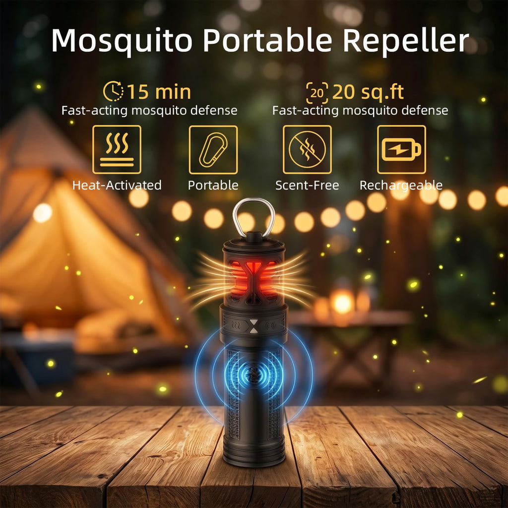 Portable Ultrasonic Mosquito Repeller with Carabiner Hook (6 Refills) Z50012