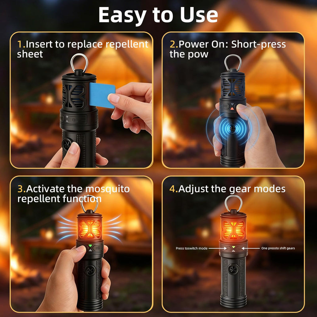 Portable Ultrasonic Mosquito Repeller with Carabiner Hook (6 Refills) Z50012