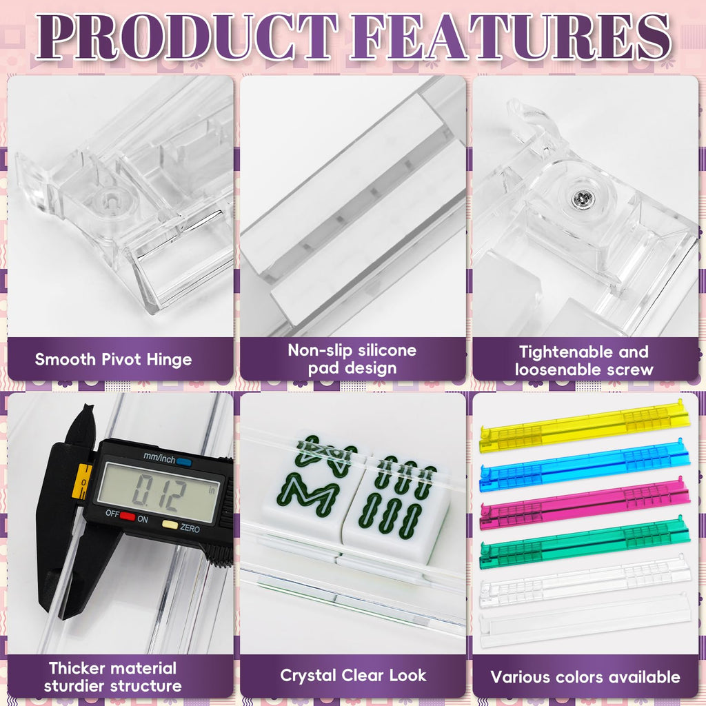 4 Pack Non-Slip Acrylic Mahjong Racks with Pushers C147