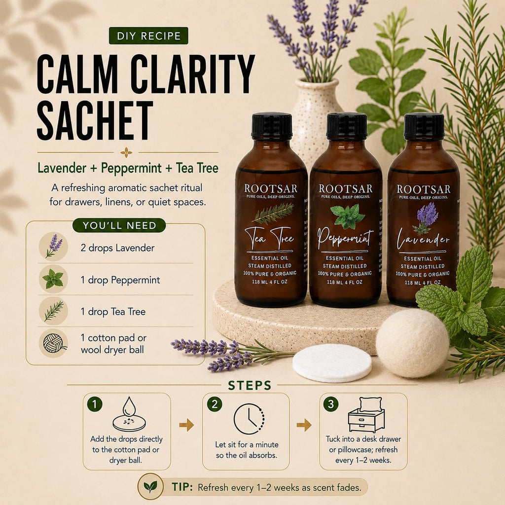 3 Pack Lavender Peppermint Tea Tree Essential Oils 4 Fl Oz W903