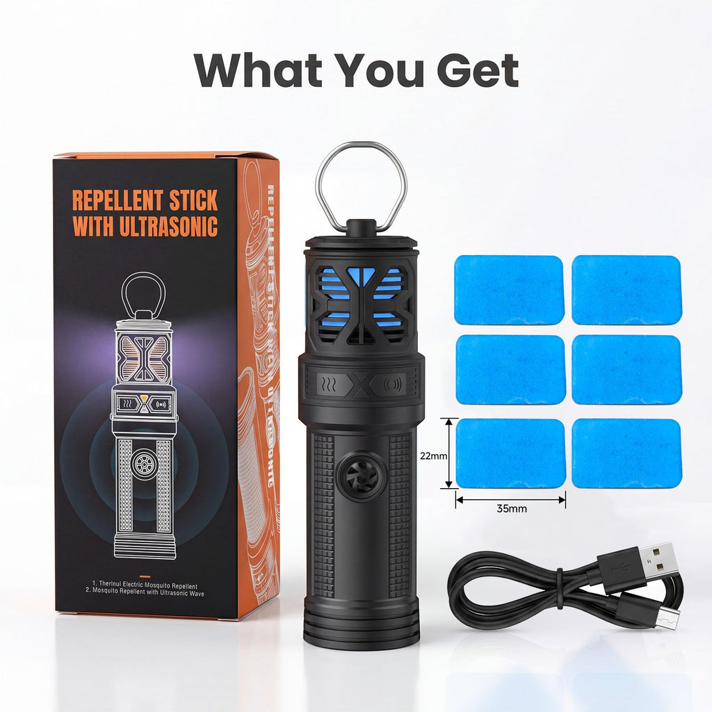 Portable Ultrasonic Mosquito Repeller with Carabiner Hook (6 Refills) Z50012
