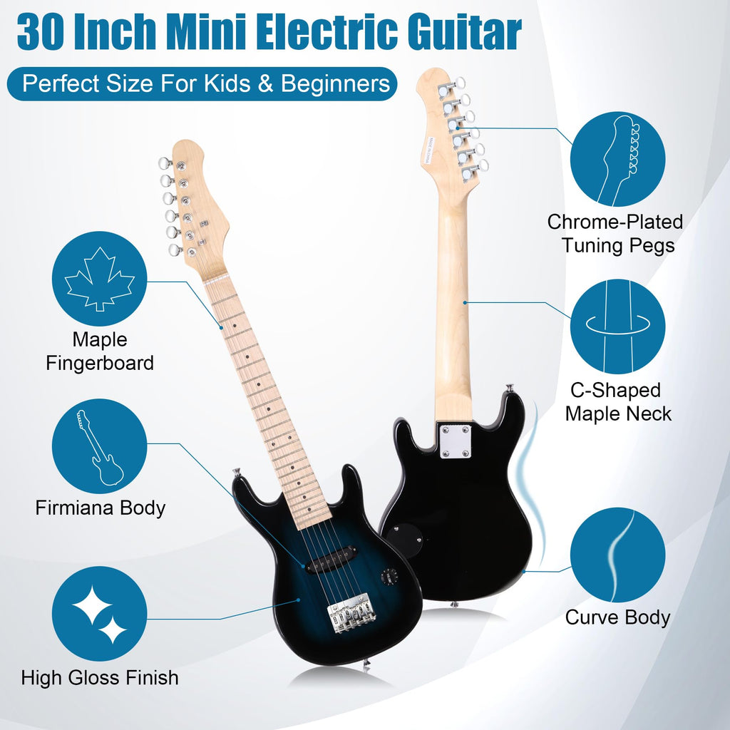 30" Blue Electric Guitar Beginner Kit with Amp and Bag H8946