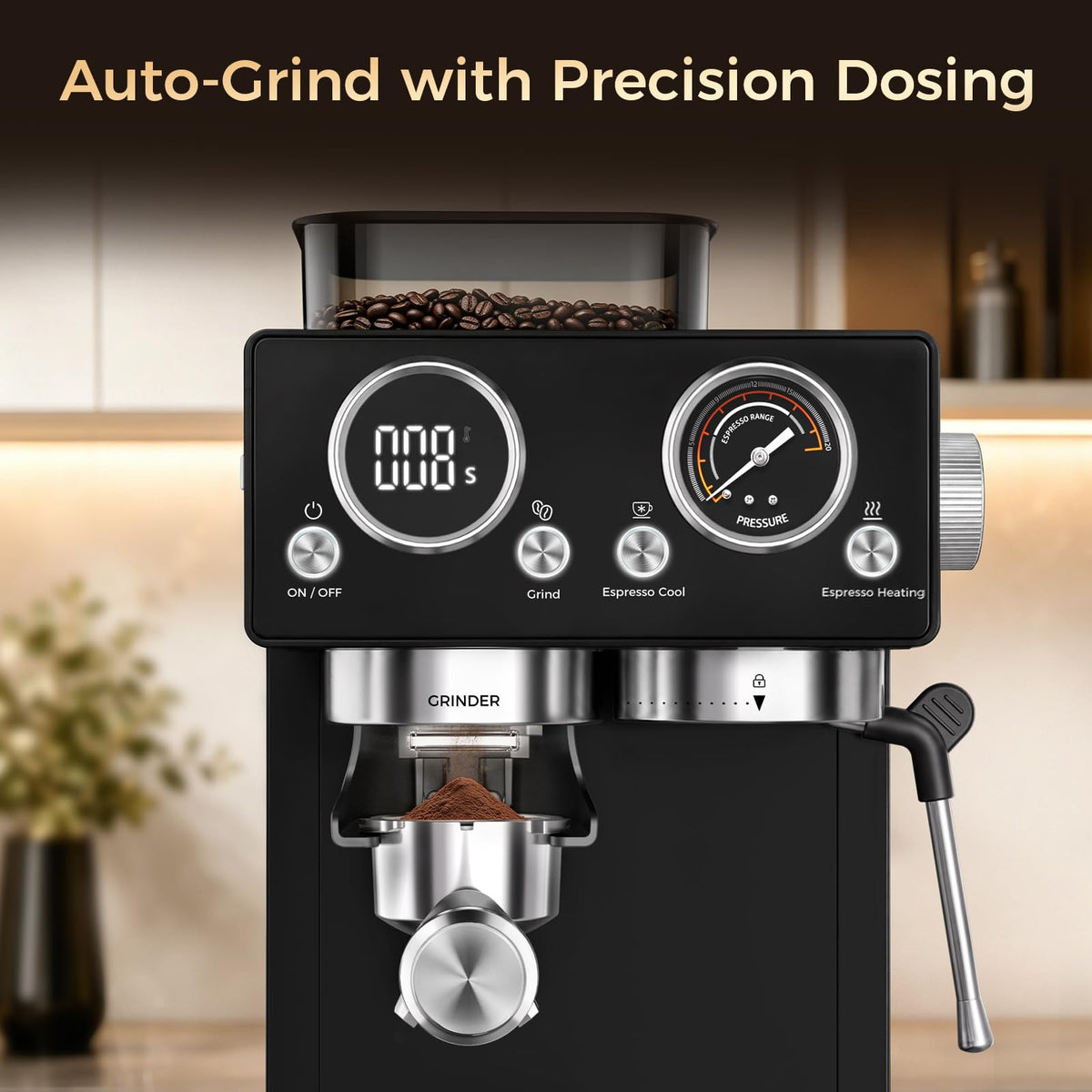 20Bar Espresso Machine with Conical Burr Grinder M1968